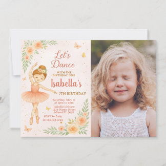 Editable Pink Tutu Party Card for Girls with Foto Einladung