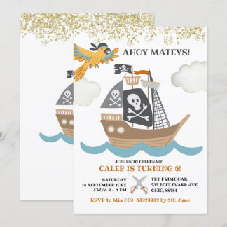 Editable Pirate Boy Birthday Einladung