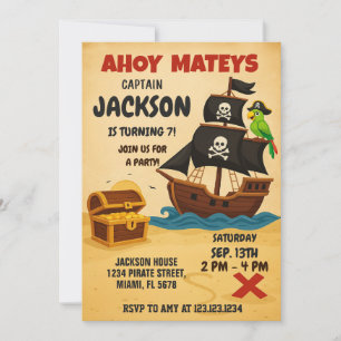 Editable Pirate Treasure Karte Geburtstagseinladun