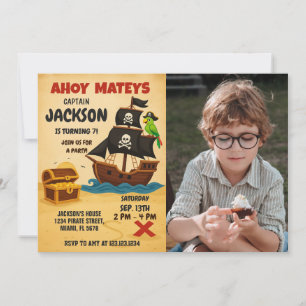 Editable Pirate Treasure Karte Geburtstagseinladun