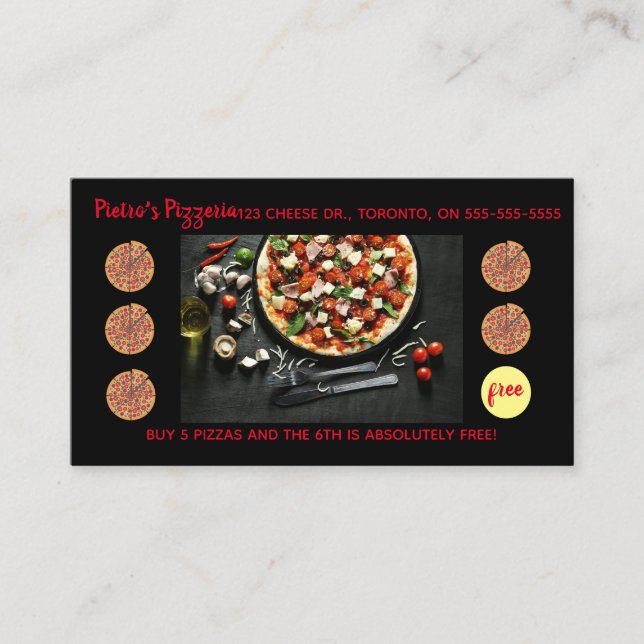 Editable Pizza Loyalty Rewards Card Treuekarte (Vorderseite)