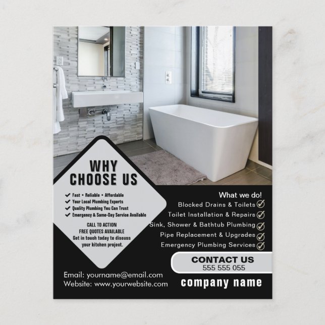 Editable Plumber Flyer Template | Plumbing Service (Vorne)