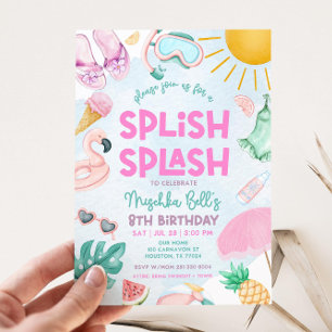 Editable Pool Party Einladung Summer Girl Birthda