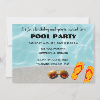 Editable Poolside Geburtstagsparty Einladung