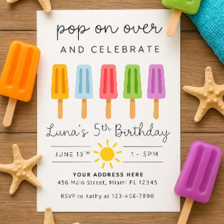 Editable Popsicle Birthday Einladung Summer Birth