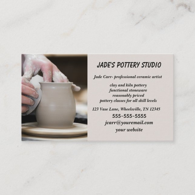Editable Pottery Studio Visitenkarte (Vorderseite)