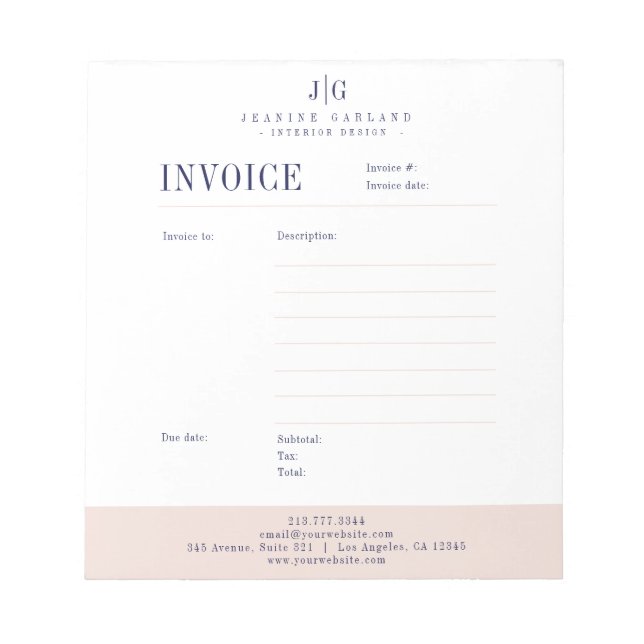 Editable Professional Invoice Business Order Form Notizblock (Vorderseite)
