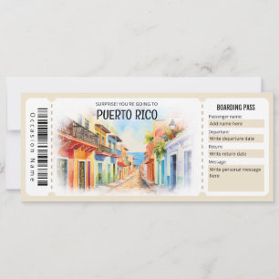 Editable Puerto Rico Flugzeug Boarding Ticket Einladung