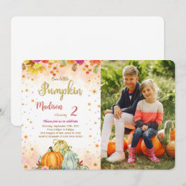 Editable Pumpkin Birthday Foto Einladung