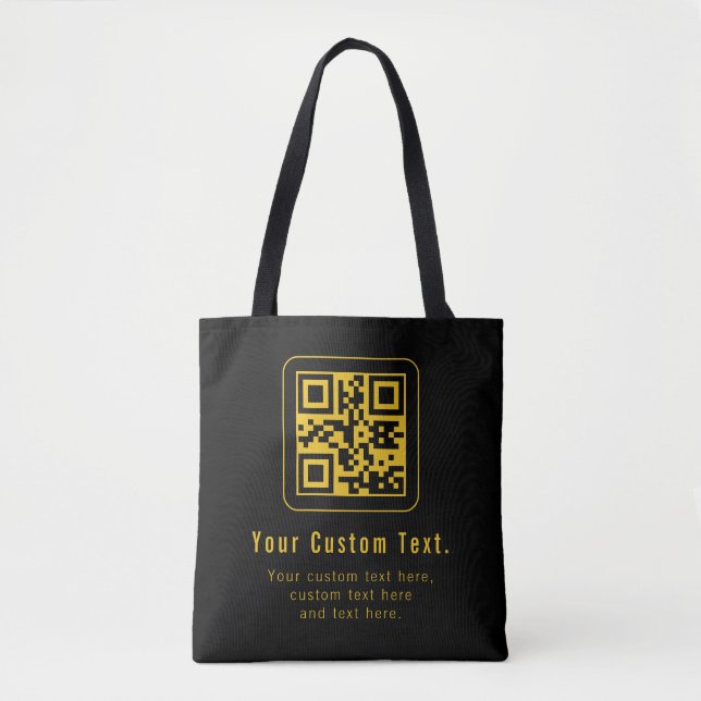 Editable QR Code & Text Template | Black & Gold (Vorderseite)
