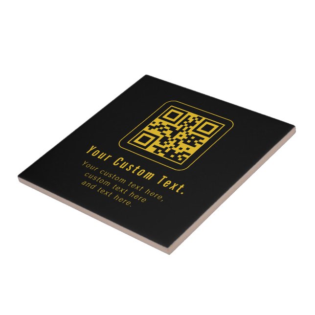 Editable QR Code & Text Template | Black & Gold Fliese (Seite)