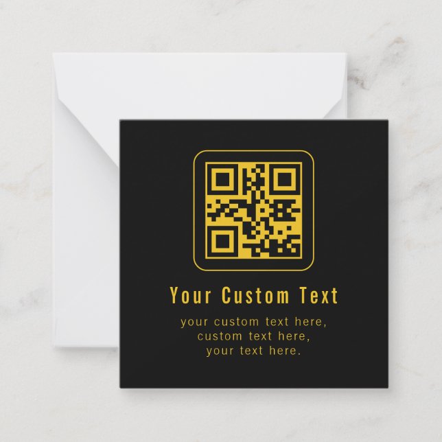 Editable QR Code & Text Template | Black & Gold Mitteilungskarte (Vorderseite)