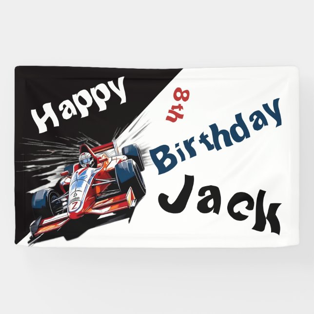 Editable Race Car Birthday Banner (Horizontal)