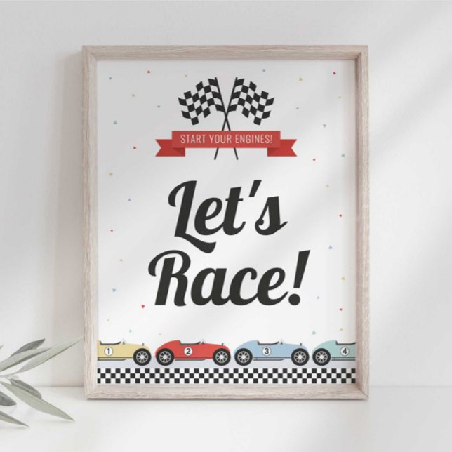 Editable Race Car Birthday Sign Poster (Von Creator hochgeladen)