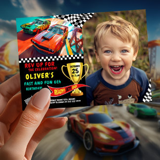 Editable Racing Theme for Boys's Birthday Einladung
