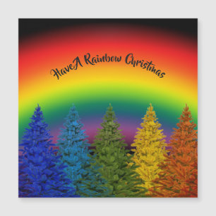 Editable Rainbow Christmas Tree Magnetkarte