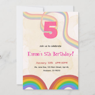 Editable Rainbow Sequin 5th Birthday invitation Einladung