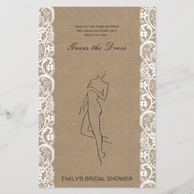 Editable Ratgeber für das Dress Brautparty Game (Vorderseite)