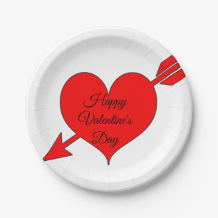 Editable Red Arrow Heart Valentinstag Pappteller