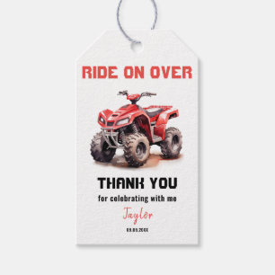 Editable Red ATV Wheeler Bike Geburtstag Geschenkanhänger