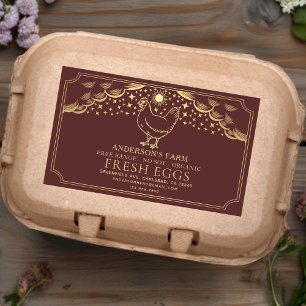 Editable Red Hexchy Tarot Eggs Family Farm Label Rechteckiger Aufkleber