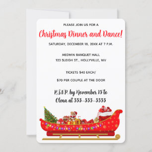 Editable Red Santas Sleigh Christmas Party Einladung