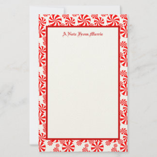 Editable Red White Peppermint Pattern Holiday Briefpapier
