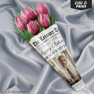 Editable Retirement Newspaper Blume Bouquet Geschenkpapier Set