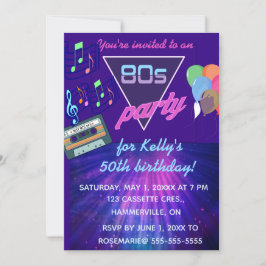 Editable Retro 80er Birthday Party Einladung