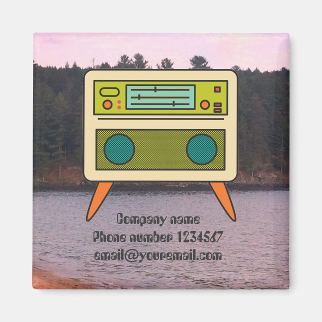 Editable Retro Radio Magnet für Branding (Vorne)