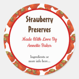 Editable Retro Strawberry Muster Canning Labels Runder Aufkleber