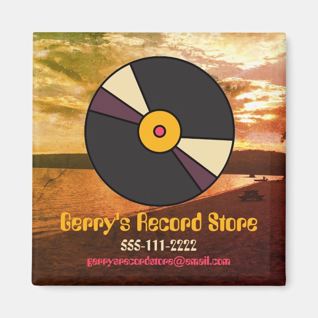 Editable Retro Vinyl Magnet für Branding (Vorne)