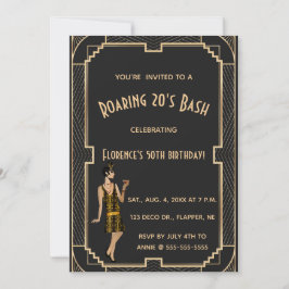 Editable Roaring 20s Birthday Bash Party Einladung