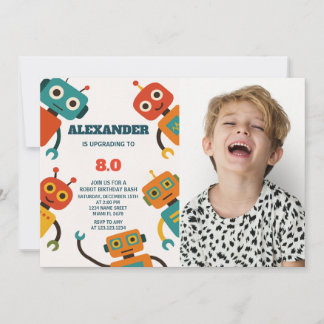 Editable Robot Birthday Einladung für Kinder