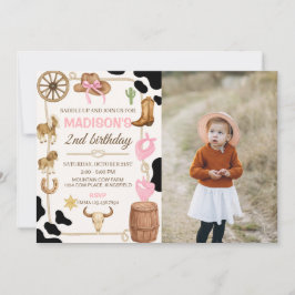 Editable Rodeo Cowgirl Birthday Foto Einladung