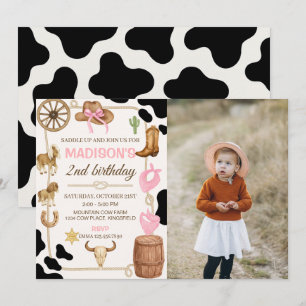 Editable Rodeo Cowgirl Birthday Foto Einladung