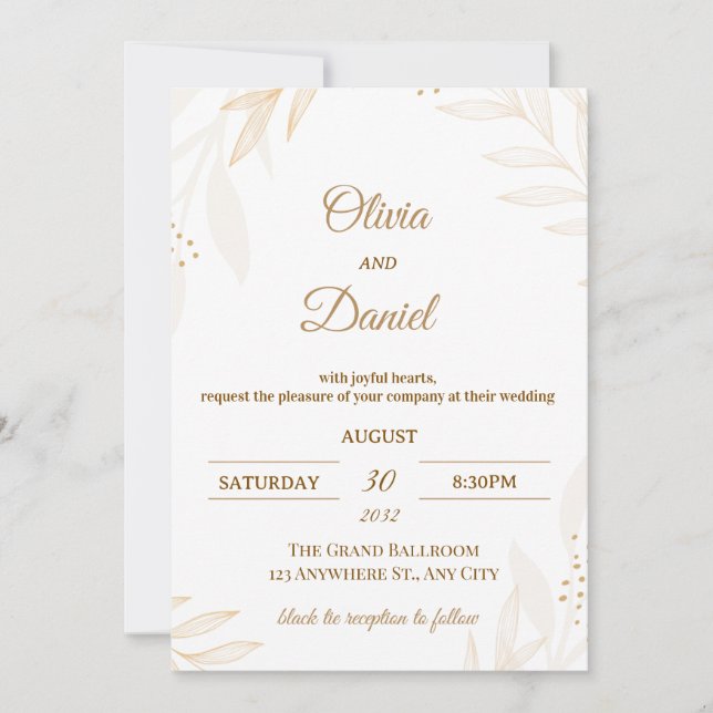 Editable Romantic Wedding Invitation  Einladung (Vorderseite)