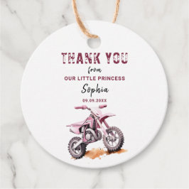 Editable rosa Dirt Bike Birthday Circle Geschenkanhänger