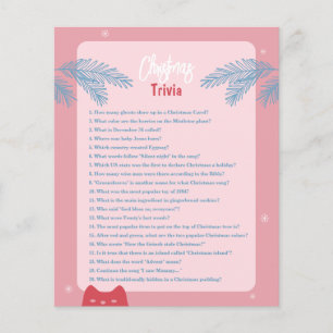 Editable, rosa rote Weihnachtstrivia, Holiday game