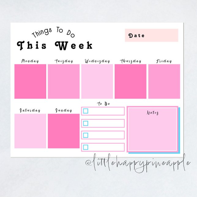 Editable rosa Weekekekly Planner Notepad Notizblock (Von Creator hochgeladen)