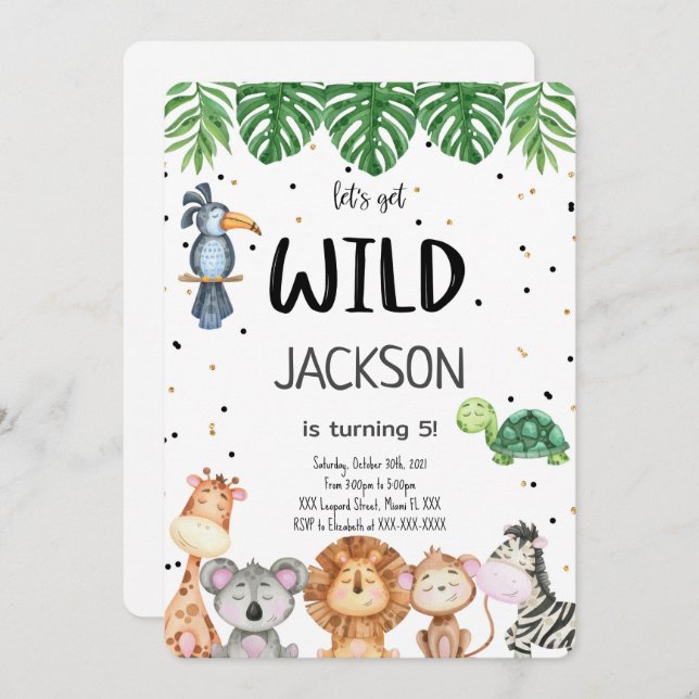 Editable Safari Einladung (Vorne/Hinten)