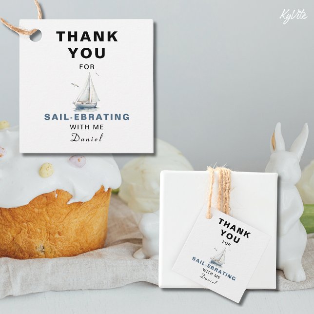 Editable Sailboat Square Gefallen/Danke Tag Geschenkanhänger (Von Creator hochgeladen)