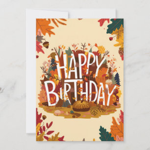 Editable Saison Herbstverfall glücklich Geburtstag Karte