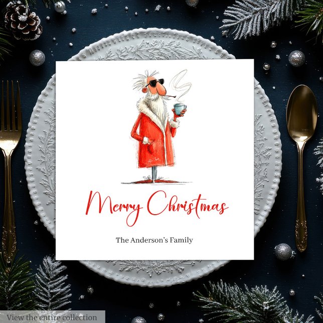 Editable Santa Claus Funny Christmas Dinner Napkin Serviette (Editable Santa Claus Funny Christmas Dinner Napkins

)