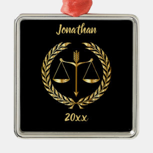 Editable Scales of Justice and Laurel Ornament Aus Metall