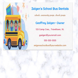 Editable School Bus Rentals Business Card Visitenkarte