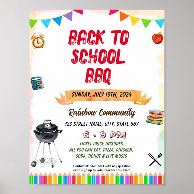 Editable School Grillen Picnic Flyer Poster (Vorne)