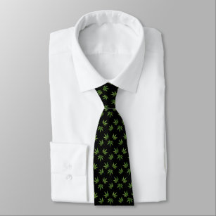 Editable schwarze Farbe des Unkraut-Blatt-Muster-  Krawatte