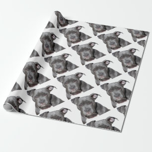 Editable schwarzes Pitbull Geschenkpapier