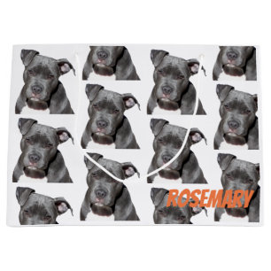 Editable schwarzes Pitbull Große Geschenktüte